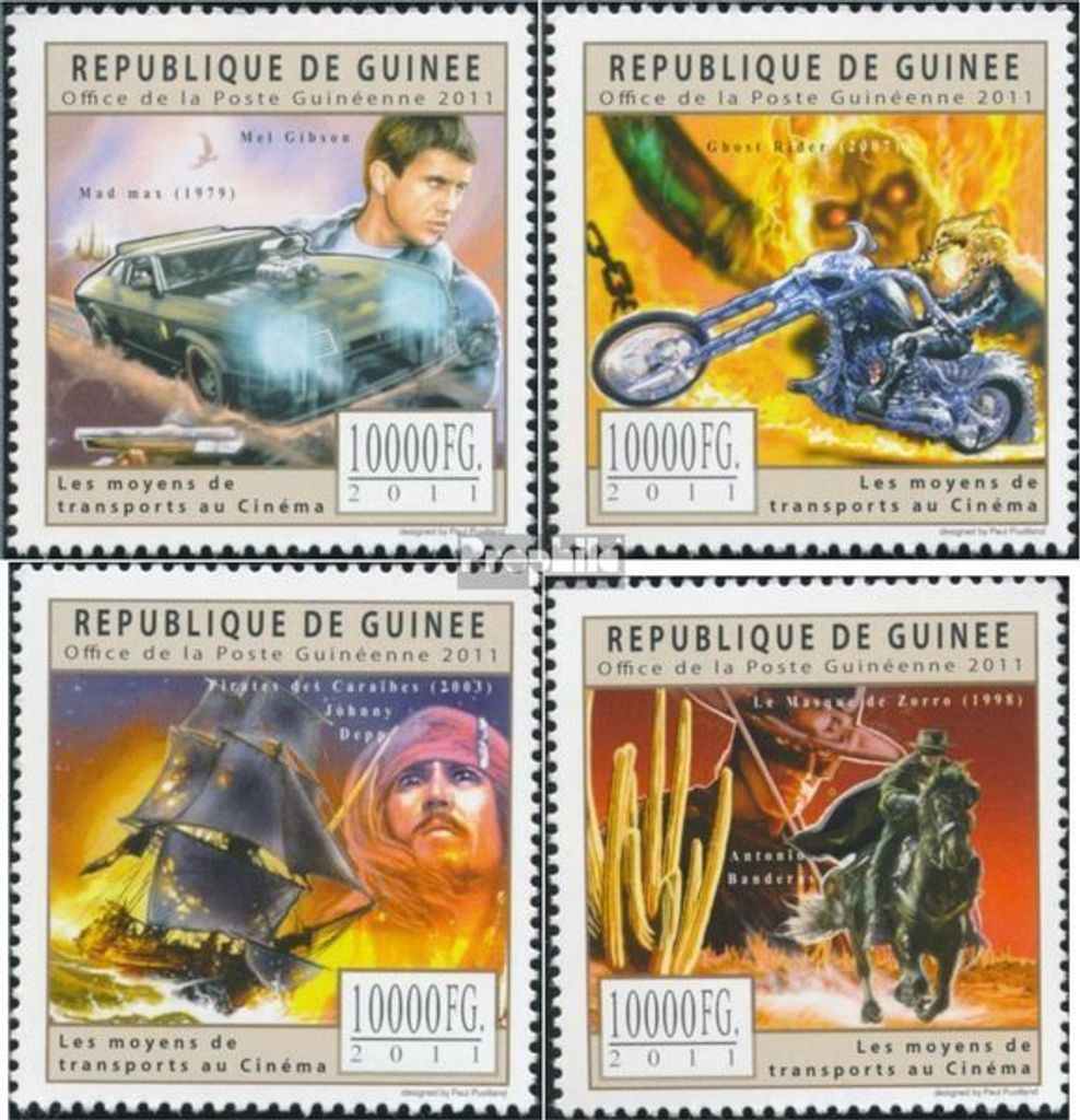 Briefmarken Guinea 2011 Mi 8989-8992 (kompl. Ausgabe) postfrisch Kino