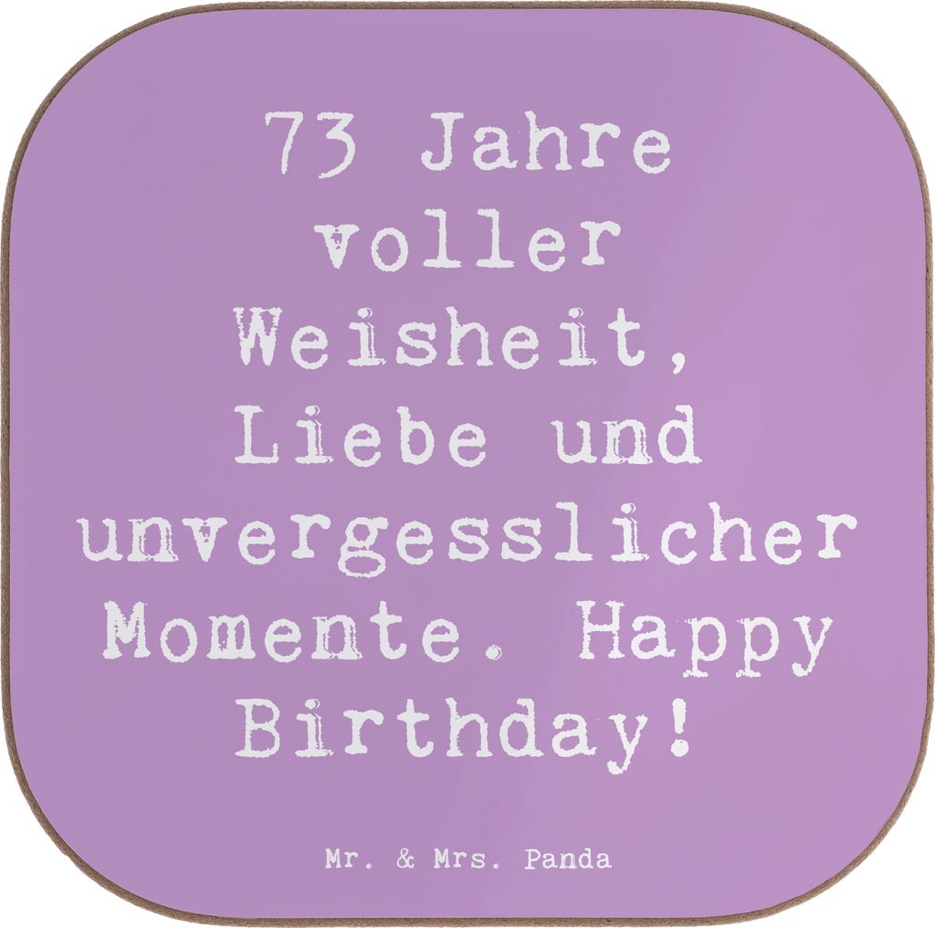 Mr. & Mrs. Panda Holzuntersetzer Spruch 73. Geburtstag - Lavendeltraum - Geschenk, Geburtstagsgeschenk, Coaster, Untersetzer Tee, Freude, Ehrentag,...