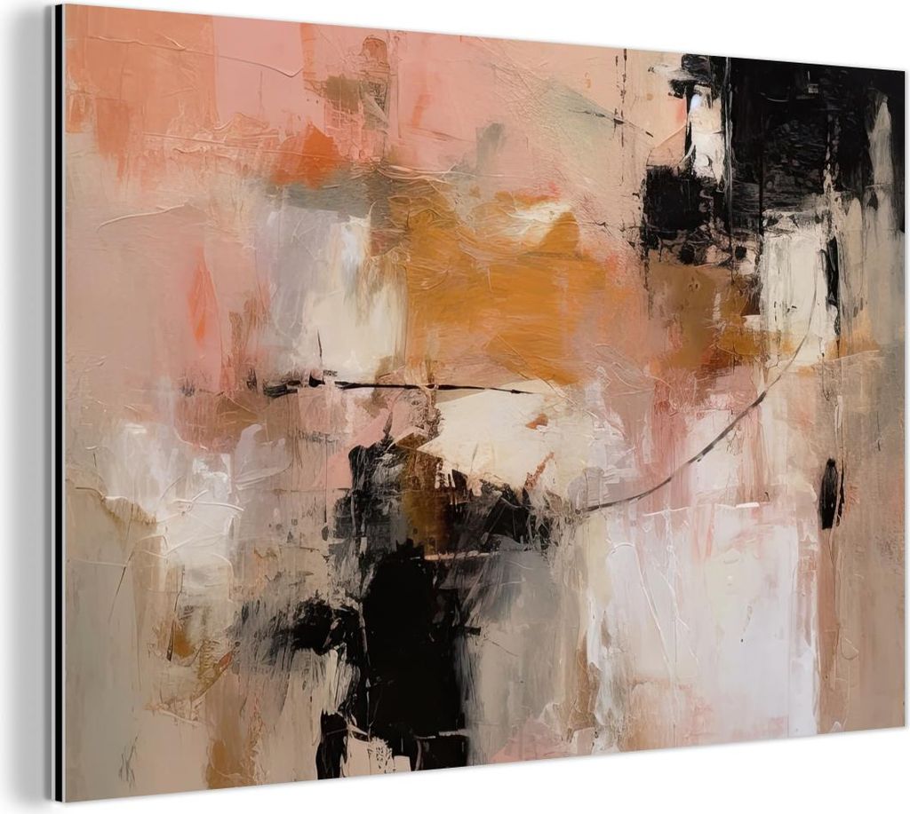 MuchoWow Wanddekoration Metall Metallbild Wandkunst 150x100 cm Kunst - Abstrakt - Beige - Farbe MuchoWow Aluminium Gemälde - Alu Dibond Bild