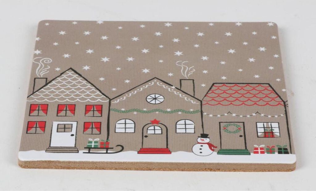 Kork-Untersetzer ca. 9,5x9,5 cm 4 Designs sortiert | Produktbild 