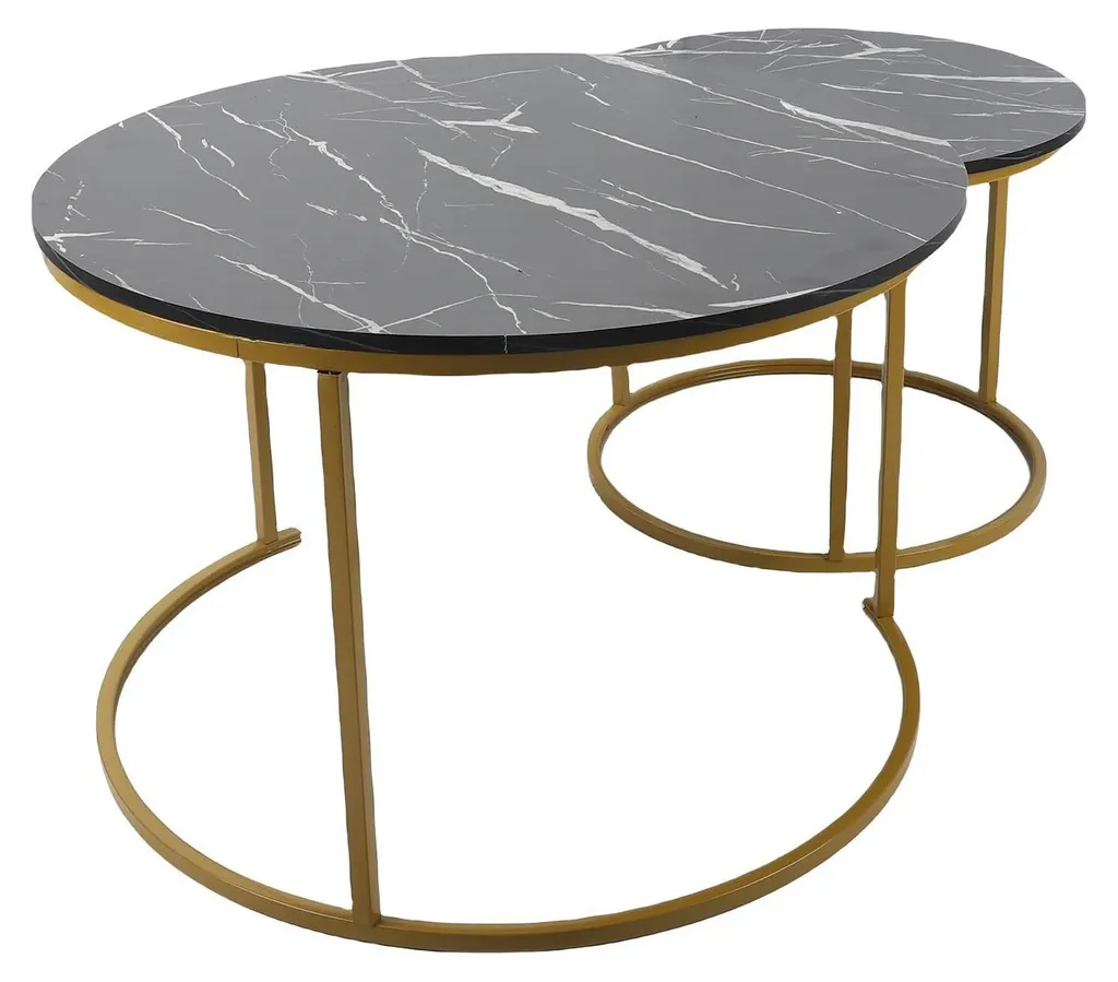 Table basse gigogne salon moderne noire - Optimisation d'espace