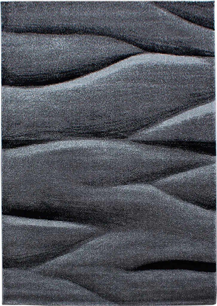 Lucca Golf Tapis de Passage Noir 80x250cm à Poils Ras - Style Moderne