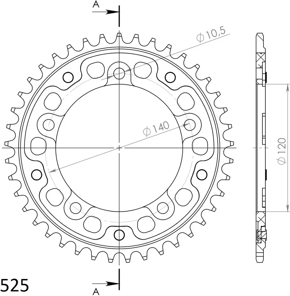 Couronne Bi-métal Supersprox Stealth 525 Noire 41 Dents Ultra Résistante
