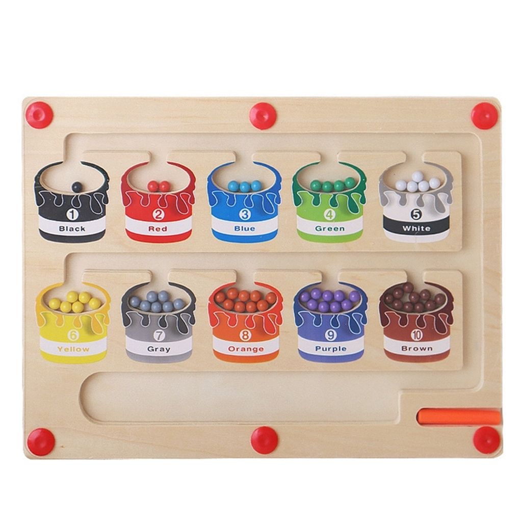 Magnetspiel Kinder Gvolatee Magnetspiel Labyrinth Holzspielzeug Ab 2-5 Jahre | Montessori Motorikspiel Mit Zahlen & Farben | Lernspielzeug Für Jungen & Mädchen Magnetisches Labyrinth