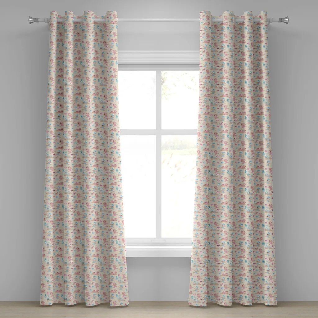 Rideau chambre enfant à œillets 2 panneaux 280x245 cm motifs biberons