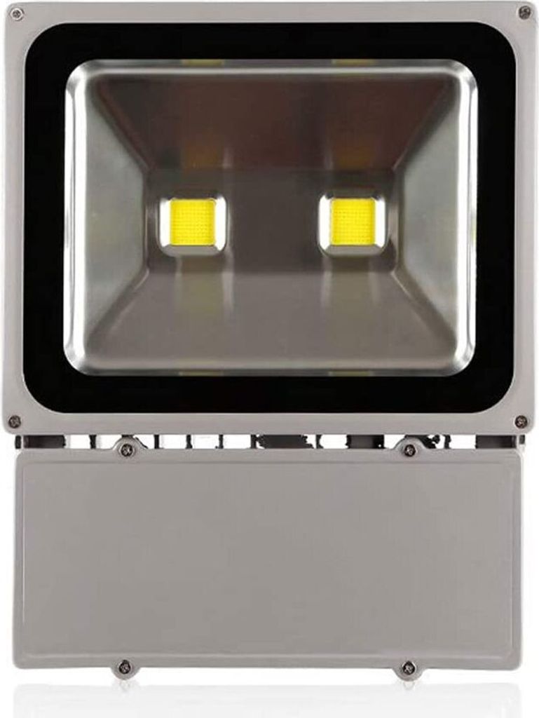 Greenmigo 100W LED Fluter Strahler Gartenlampe Kaltweiß Licht mit Silbergrau Aluminium Gehäuse Wasserdicht IP65 85-265V