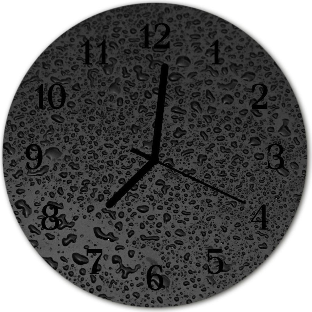 Glasuhr Wanduhr Küchenuhr Echt-Glas 30fi cm Wasser Tropfen schwarz