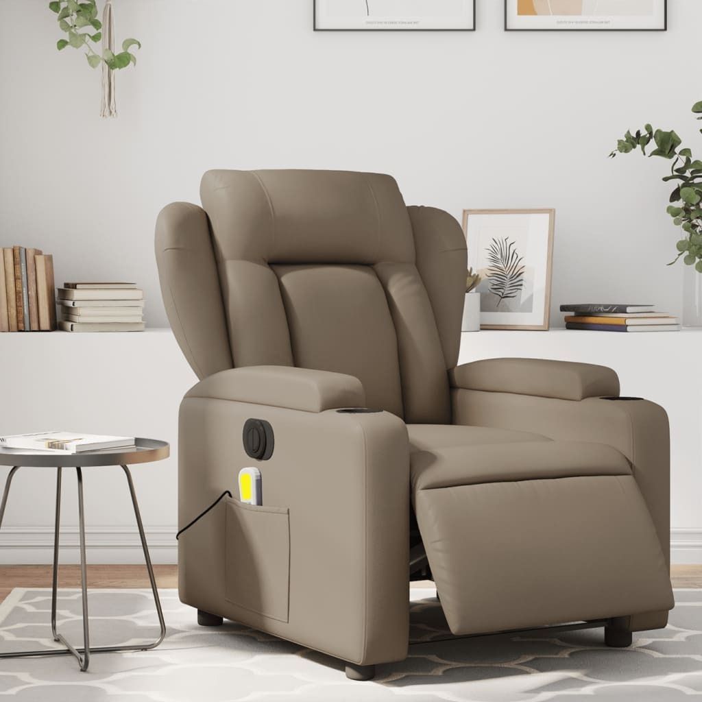 Massagesessel Elektrisch Cappuccino-Braun Kunstleder , Klassische Sessel 2024 Neu