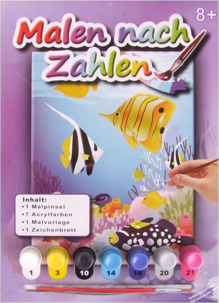 24x Malen Nach Zahlen Set Acrylfarben Pinsel Kinder Kreativität Vorlage Motive