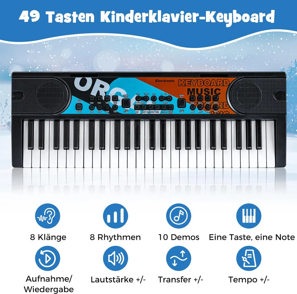 Piano pour enfants COSTWAY Clavier Électrique 49 Touches avec Micro - 4