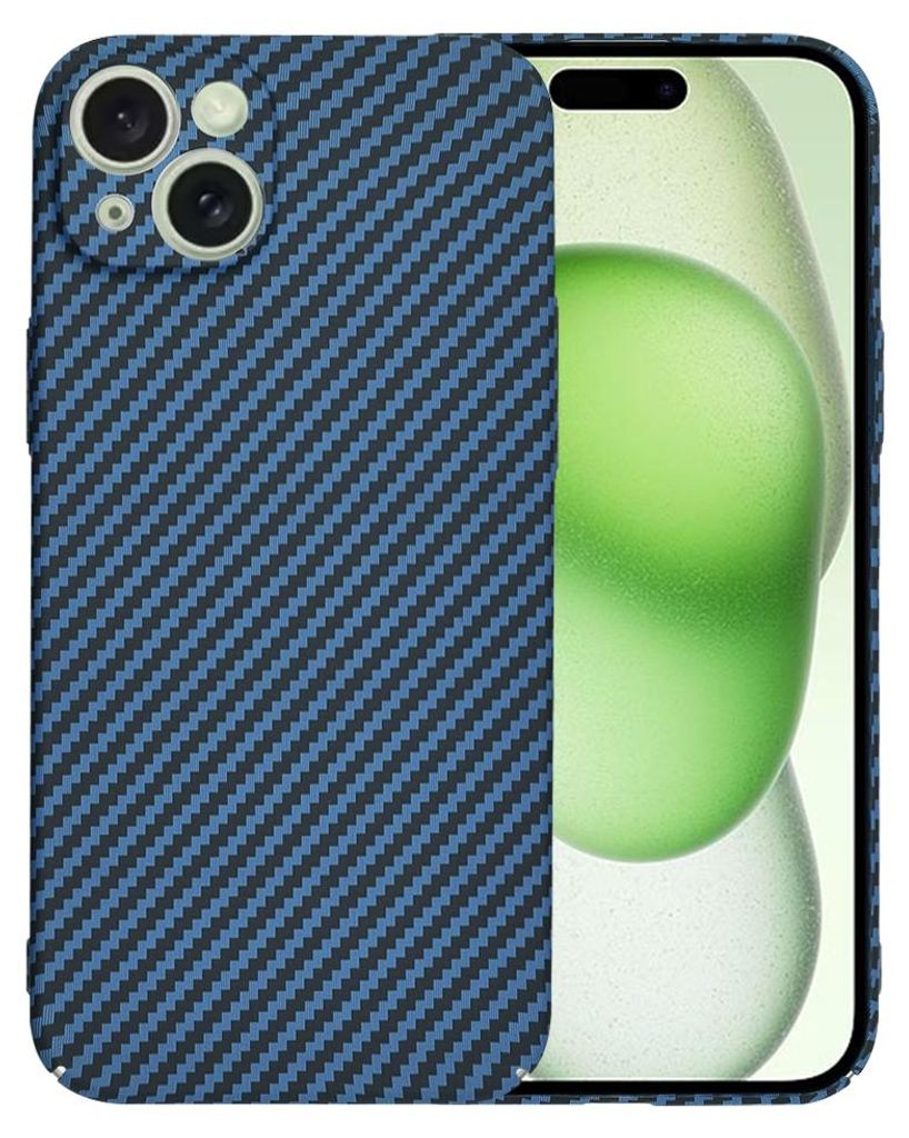 Techsuit Carbonite FiberShell Back Cover Hülle für Apple iPhone 15 Plus - Blau