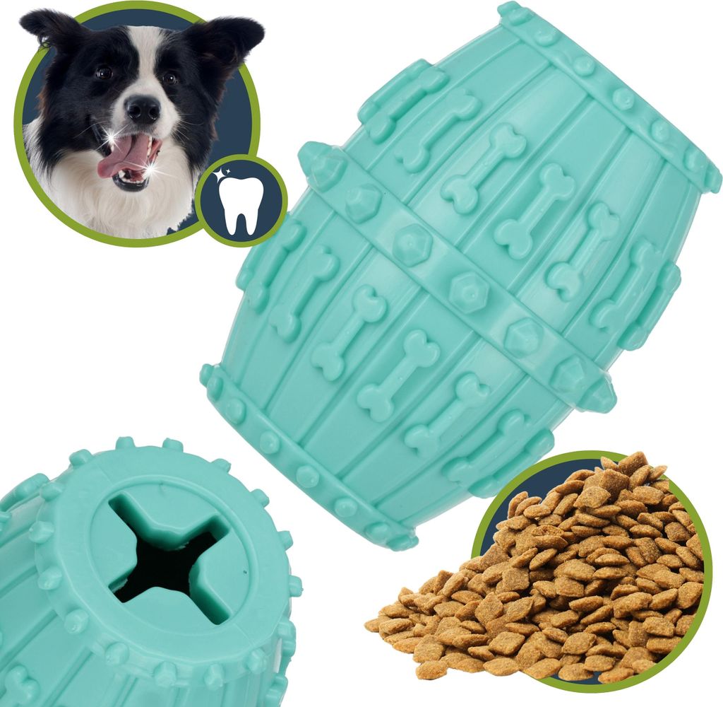 Hundespielzeug, Beißring mit Noppen für Leckerlis, 2in1 Spiel und Belohnung 11,5 cm