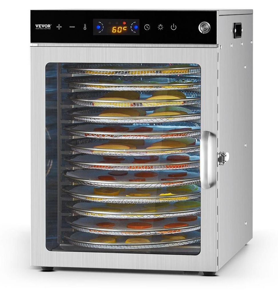 VEVOR disidratatore, 12 vassoi in acciaio inox, 800 W, Immagine del prodotto 