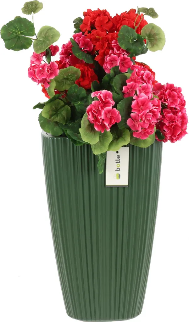 Jardinière Haute avec Insert Carré H 60cm Vert à Rainures Élégantes