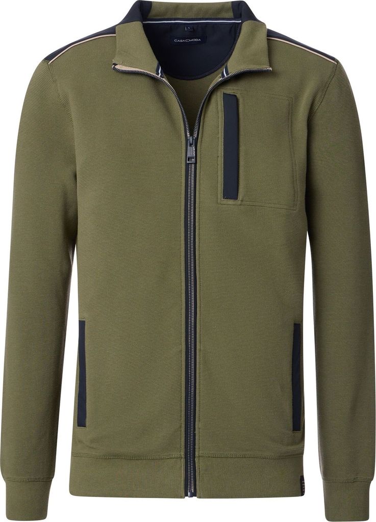 CASAMODA Herren Sweatjacke Reißverschluss Regular-Fit Olivgrün 4XL