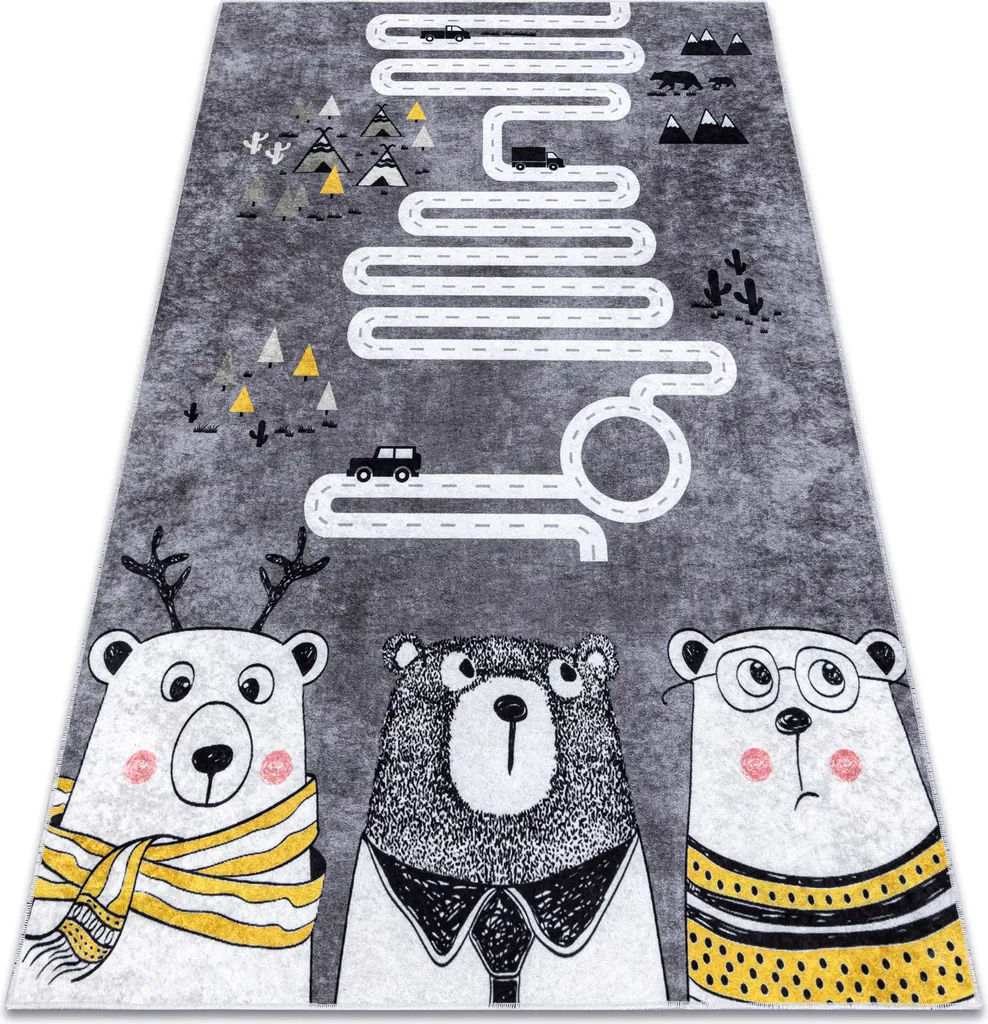 Tapis enfant antidérapant et grand format gris pour salle de jeux