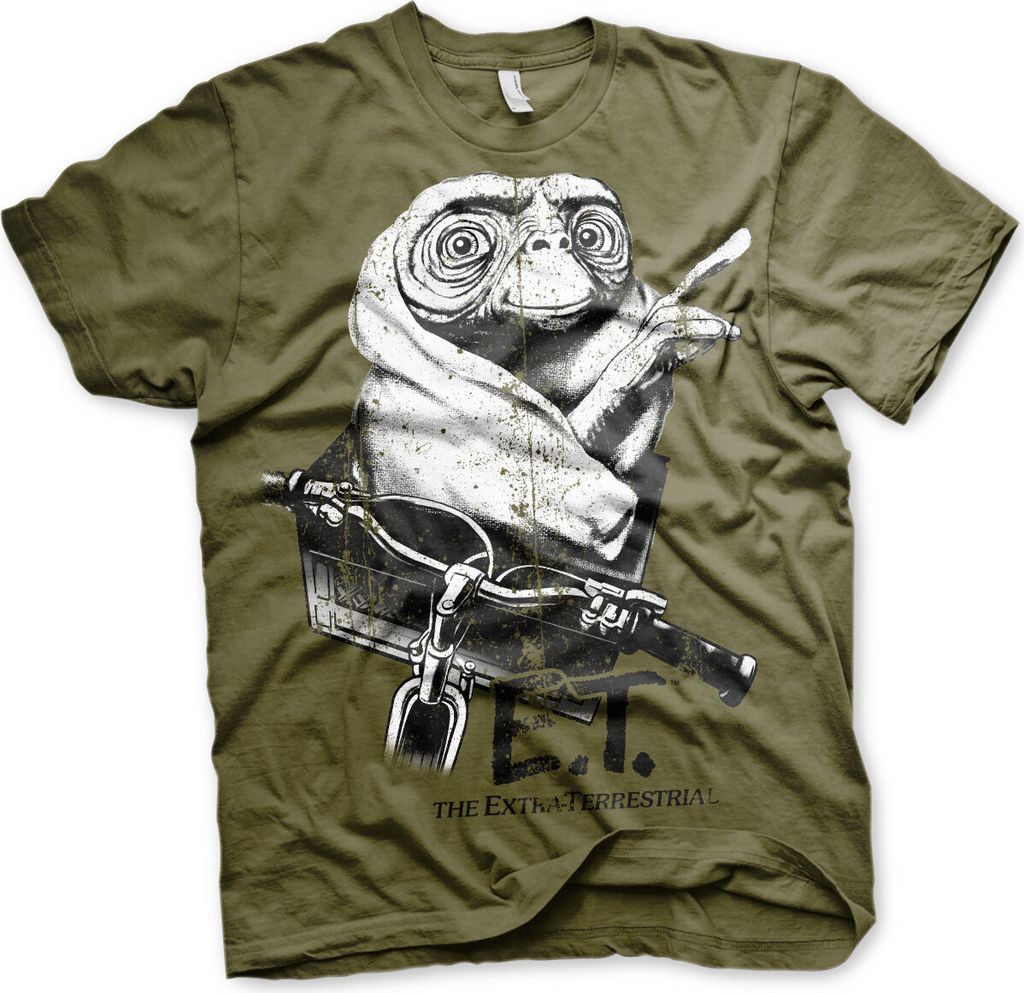 E.T. Biking Distressed T-Shirt - X-Large - Olive