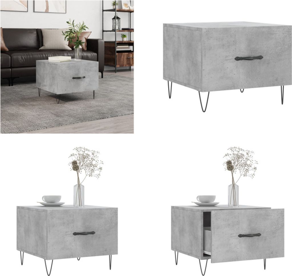 vidaXL Couchtisch Betongrau 50x50x40 cm Holzwerkstoff - Couchtisch - Couchtische - Beistelltisch - Beistelltische