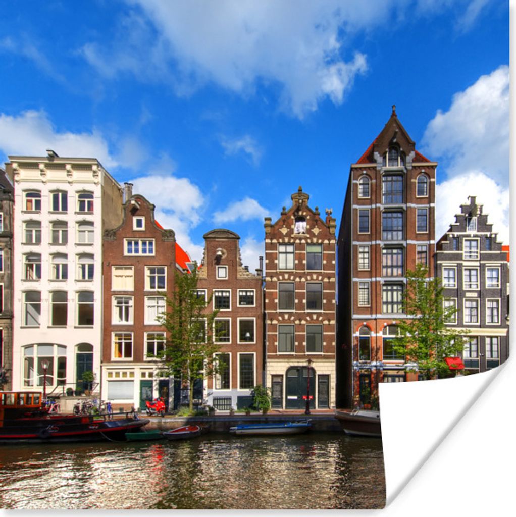 MuchoWow Poster Amsterdam - Sommer - Boot 30x30 cm - Wandposter - Printing