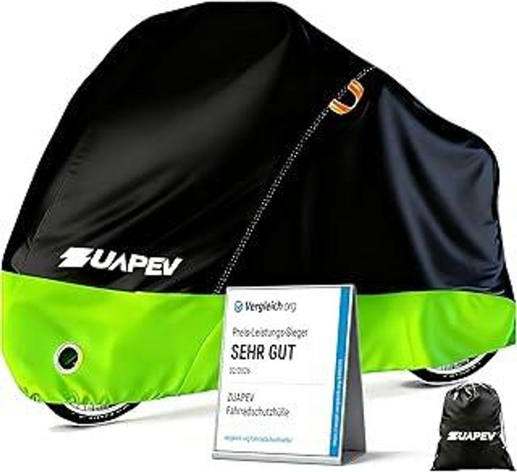ZUAPEV Fahrradabdeckung Wasserdicht, Fahrradgarage Wetterfest Plane für Aussen, Fahrrad Abdeckplane Polyester 210D Fahrradplane Regenschutz, Fahrr...