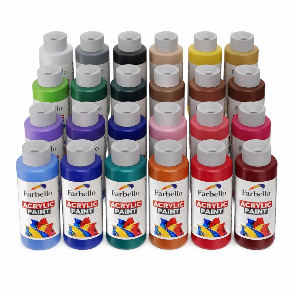 FARBELLO Acrylfarben Set 24 x 100 ml – Hochpigmentiert, Produktbild 