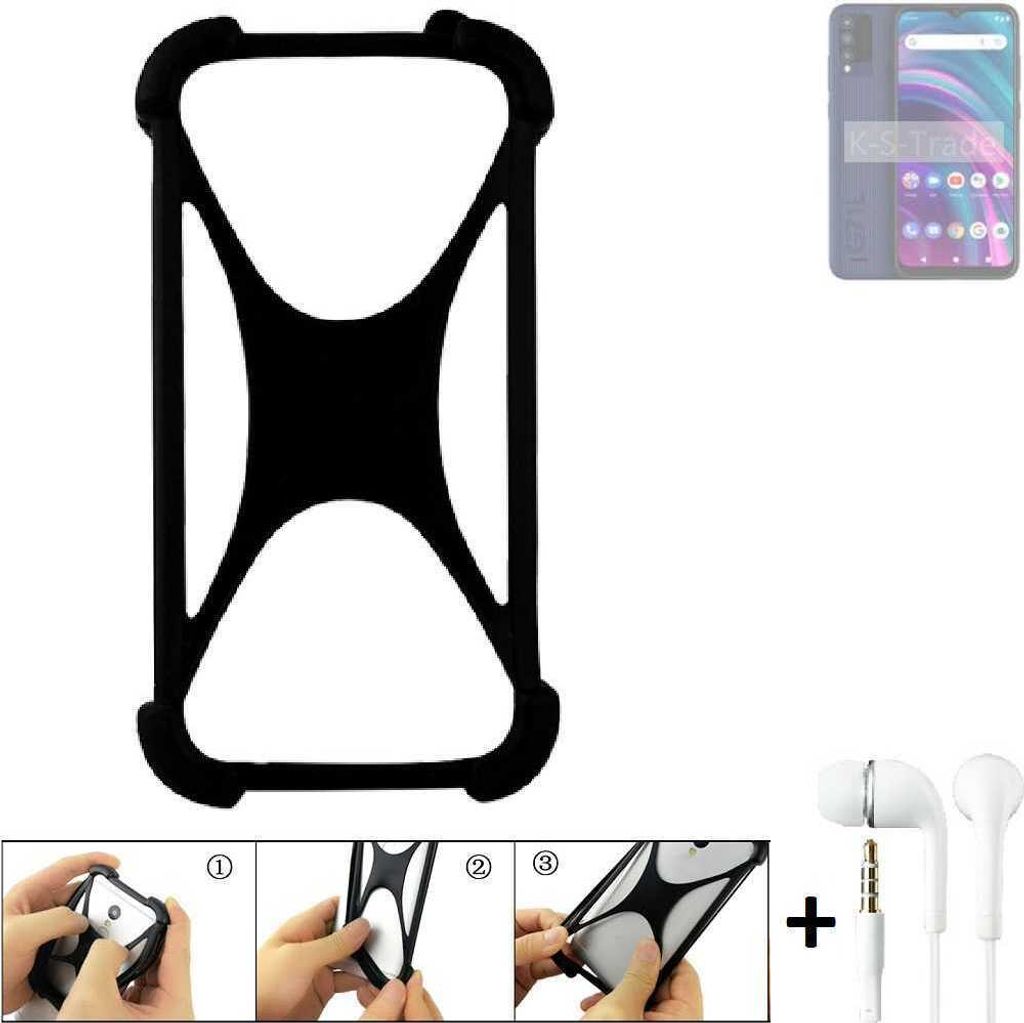 K-S-Trade Handy-Hülle + headphones kompatibel mit BLU G71L Schutz-Hülle Bumper Silikon Cover Case Silikoncase Silikonbumper TPU Softcase Smartphone,