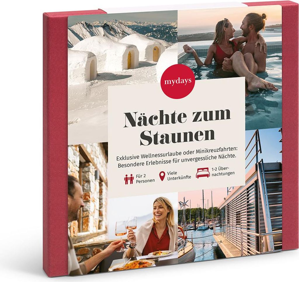 mydays Geschenkbox Nächte zum Staunen; Erlebnis verschenken oder selbst erleben; Gutschein für 2 Person(en)