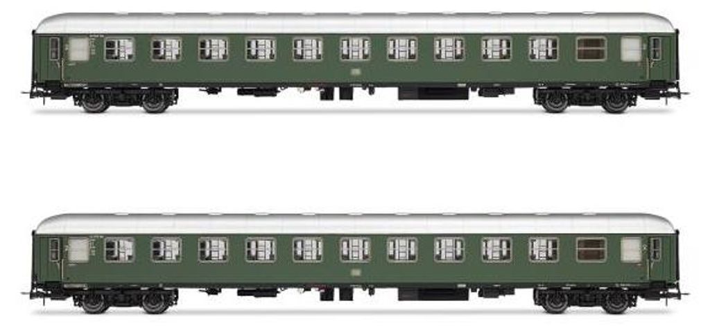 Rivarossi 2-tlg. Set Liegewagen Bcm243, in grüner Farbgebung,DB Ep. III HR4377