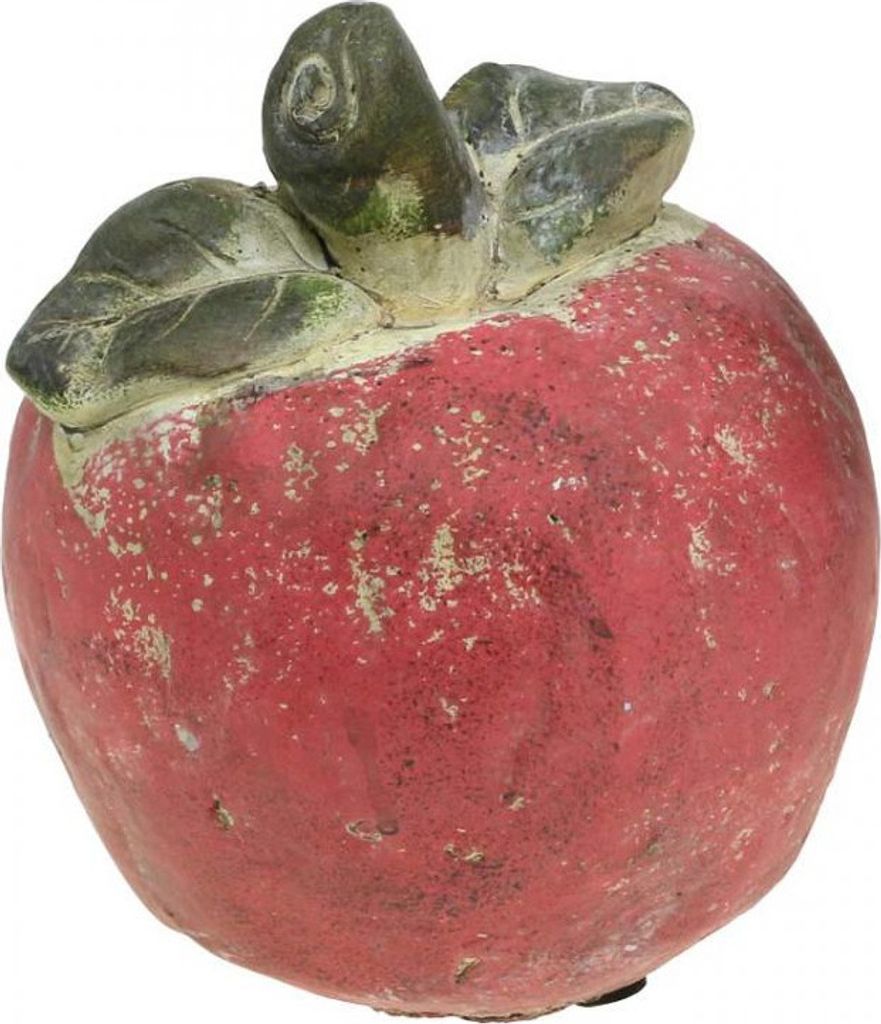 Herbst-Deko: Beton-Apfel Ø13cm - Tischdekoration, Gartenaccessoire, wetterfest, rot-grün, Erntedank