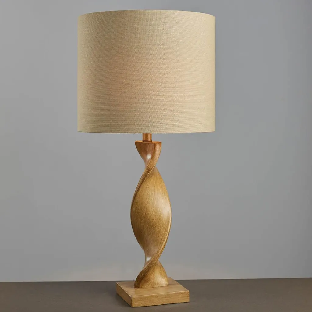 Lampe de table bois clair 68cm ABIA Endon - Finition résine et E27 - 2