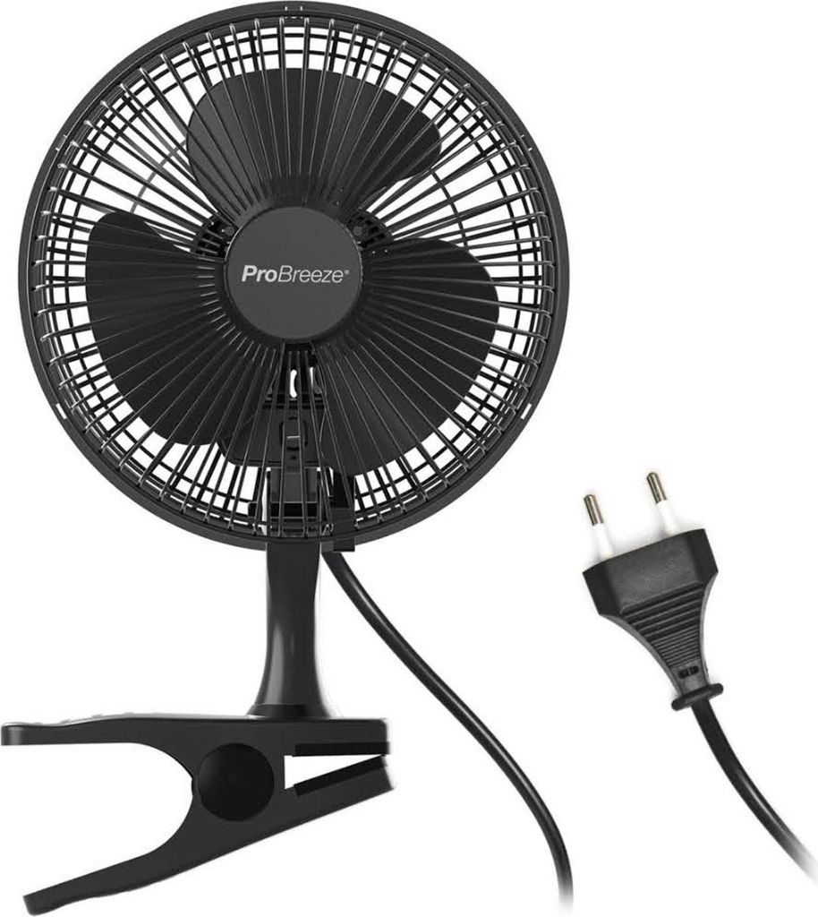 Pro Breeze Mini Ventilator, 20 cm, Tischventilator, 2 Geschwindigkeitsstufen, leise, stabiler Clip, ideal für Schreibtisch und Growbox.