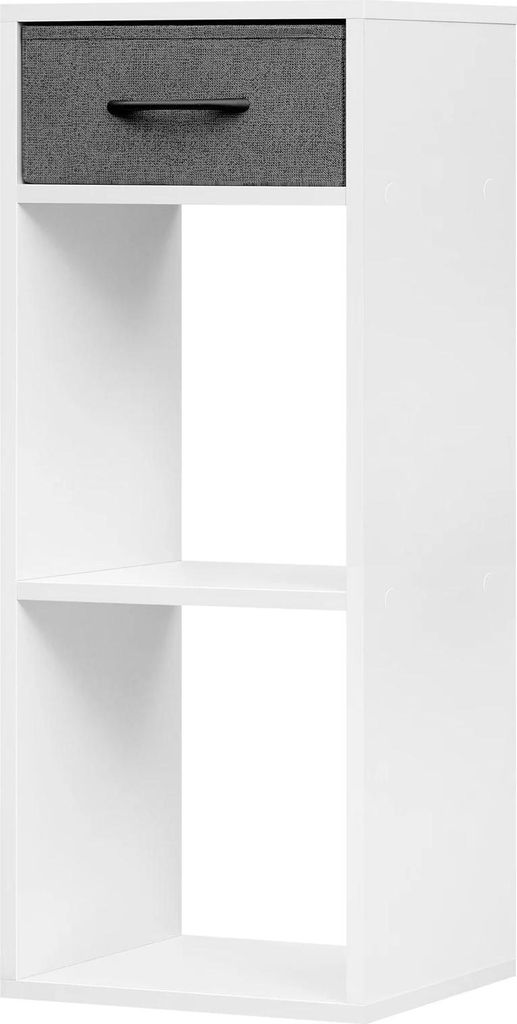 Bücherregal - Würfelregal - 3 Ebenen - 1 Stoffschublade - Offene Aufbewahrung - 32,4x80x30 cm - Freistehend - Weiß