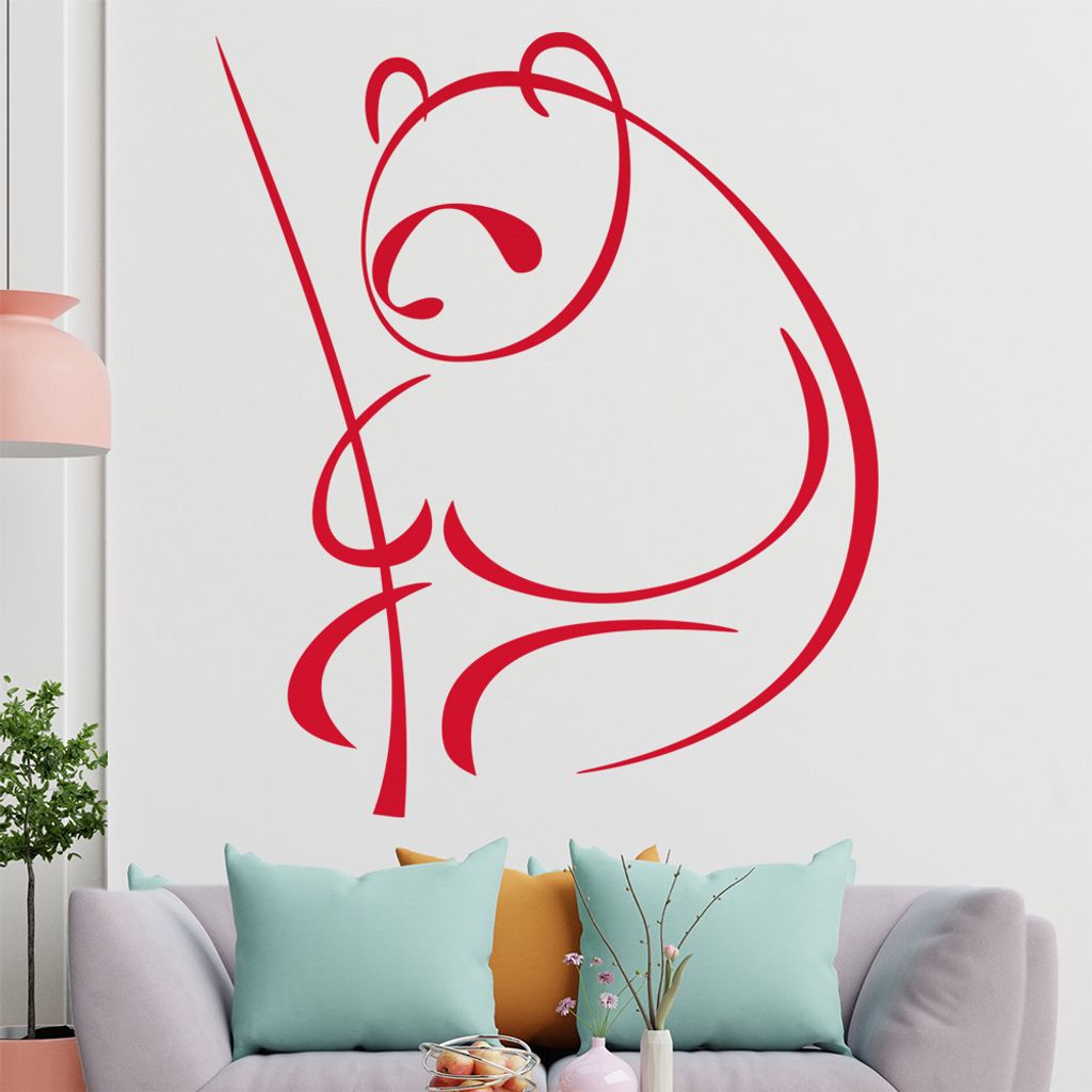 Panda Linien Wandtattoo in 6 Größen - Wandaufkleber Wall Sticker - Dekoration, Küche, Wohnzimmer, Schlafzimmer, Badezimmer