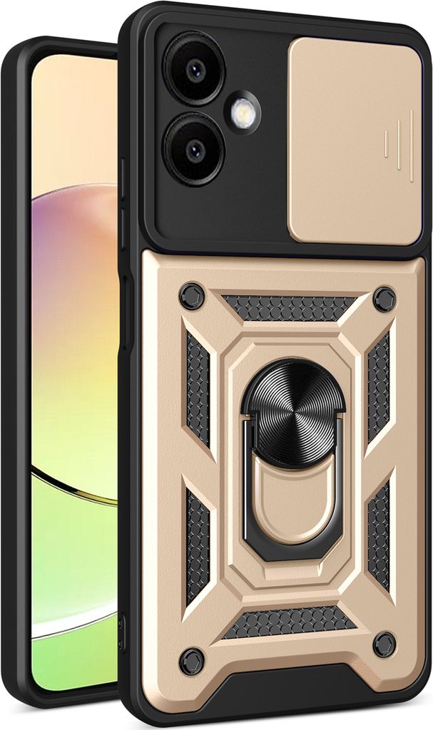 Hülle für Samsung Galaxy S24 FE Magnetische Ring Ständer Halter Dia Kameraschutz TPU Bumper Silikon Schutzhülle Gold