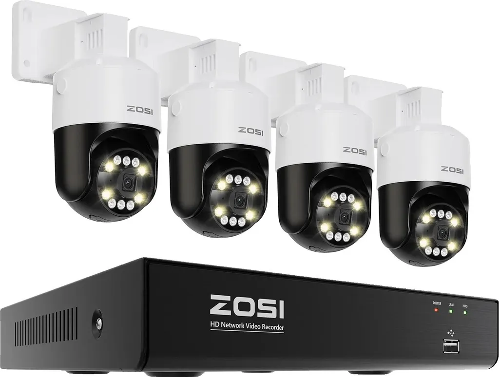 Kit Vidéosurveillance 5MP avec Vision Nocturne Couleur et IA - 4 PCS