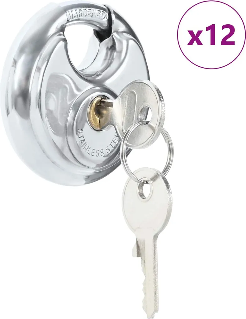 Lucchetto a Disco vidaXL Inox Argentato - Sicurezza Esterna Professionale - 3