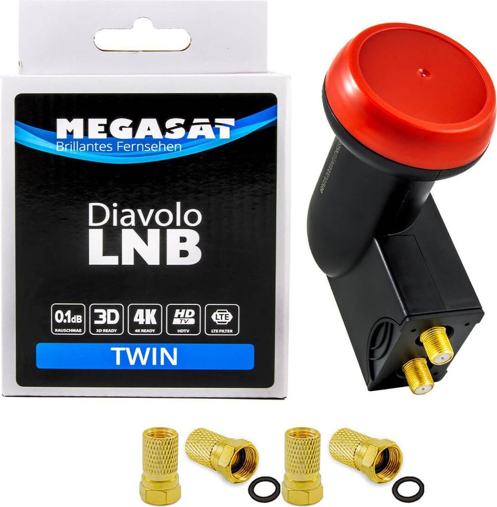 Megasat 0400012, Twin LNB, 10,7 - 12,75 GHz, 60 dB, 0,1 dB, Produktbild 