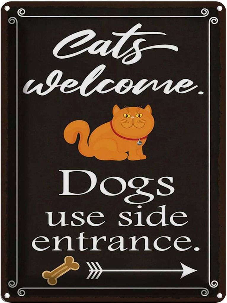 vianmo Blechschild 40x30 cm Cats welcome Dogs use side Produktbild 