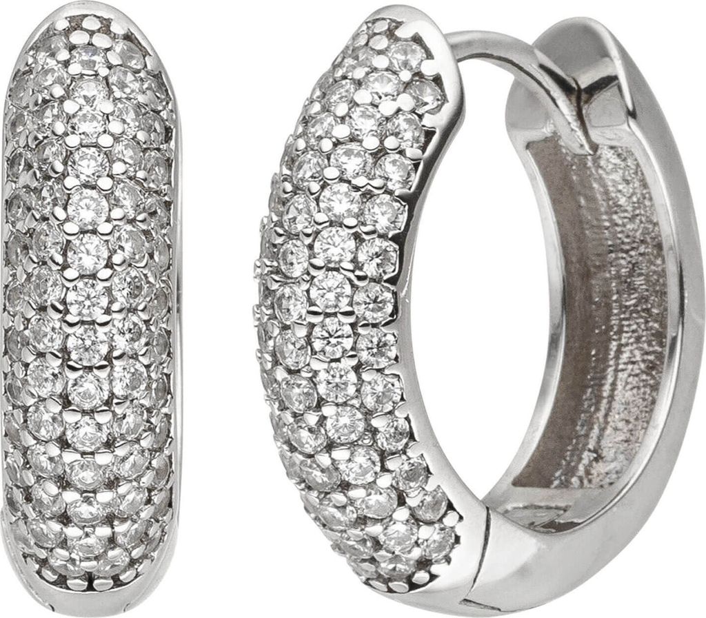 Paar Creolen 17,7x4,8mm aus 925 Silber mit 130 Zirkonia Ohrringe Ohrschmuck