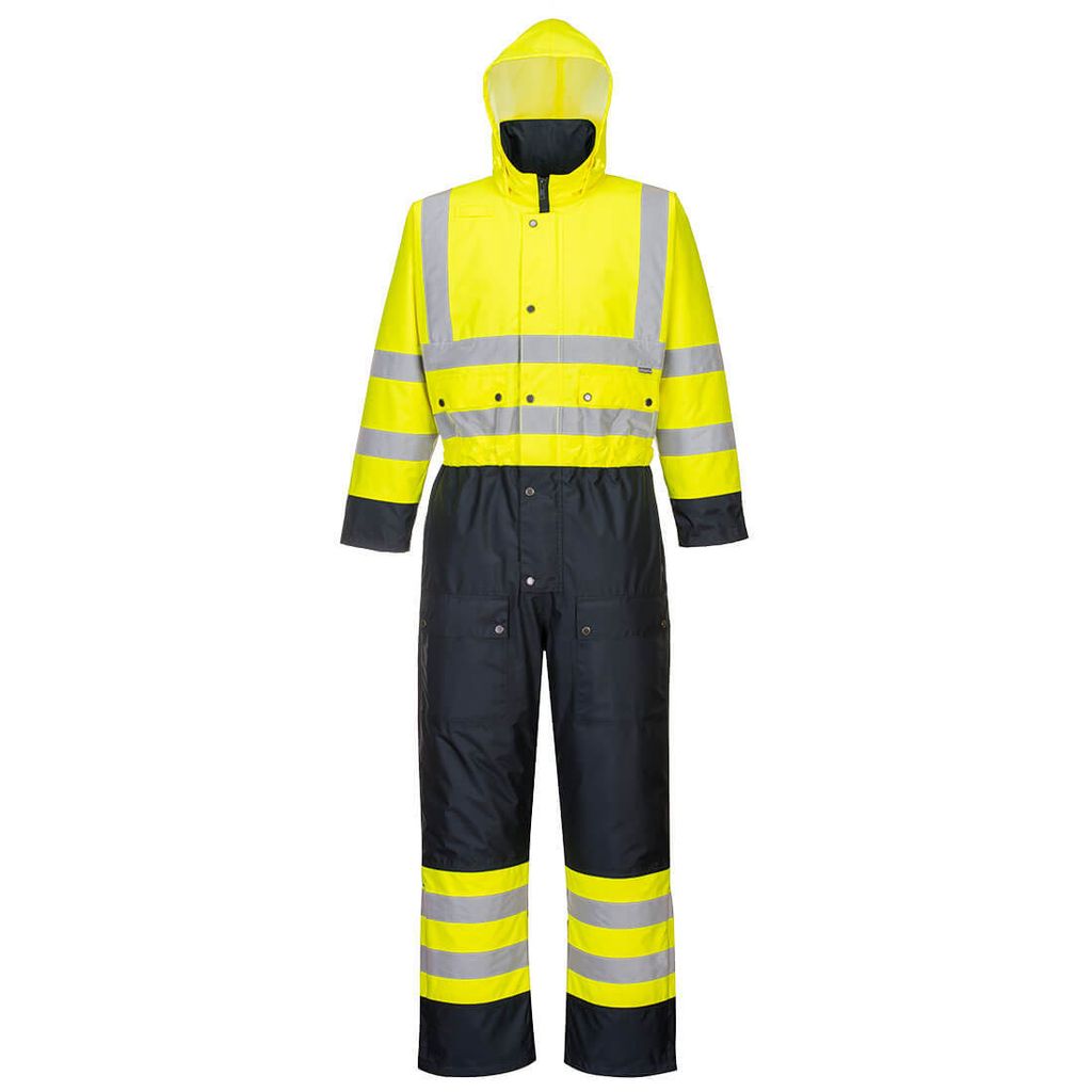 Portwest S485 Warnschutz Kontrast Overall - gefüttert Yellow/Navy Gr. M