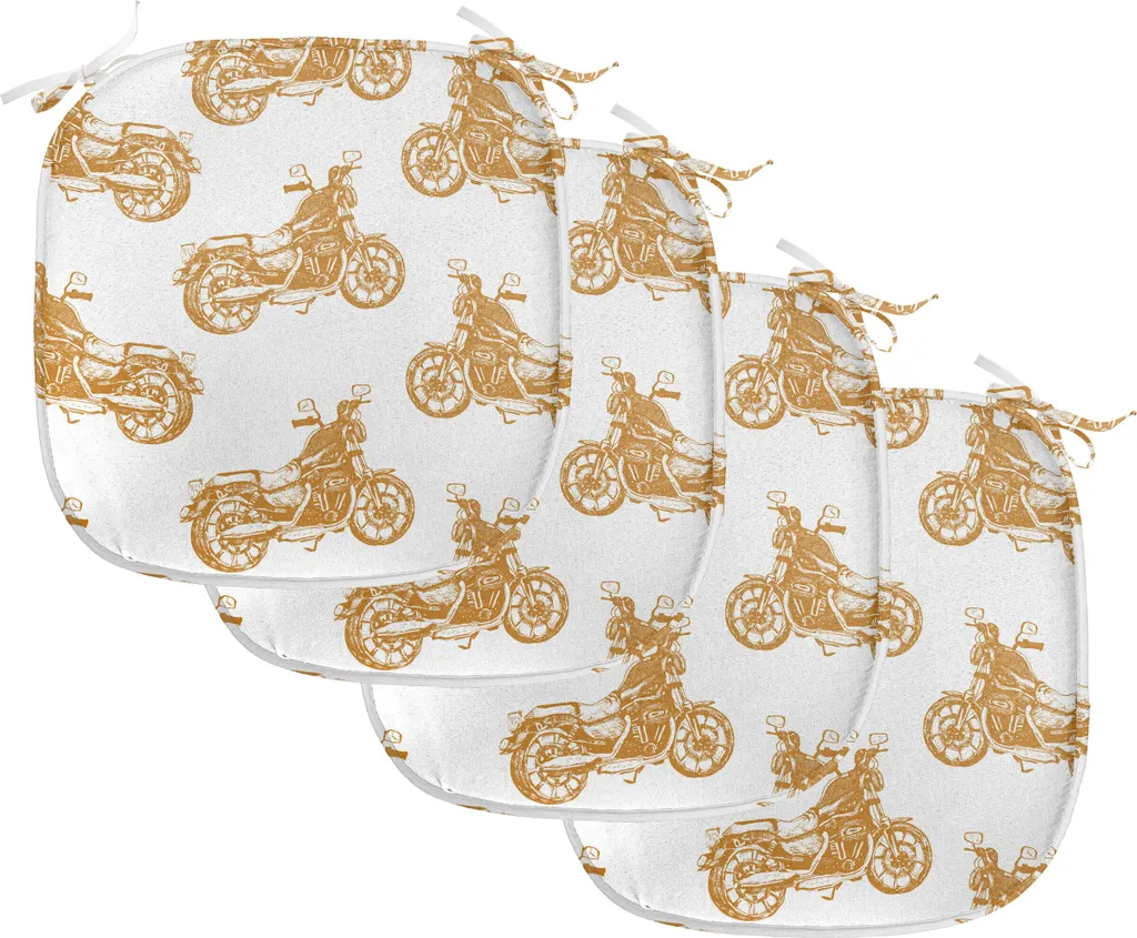 ABAKUHAUS Lot de 4 Coussins de Chaise Moto Chopper Marron et Blanc 40x40