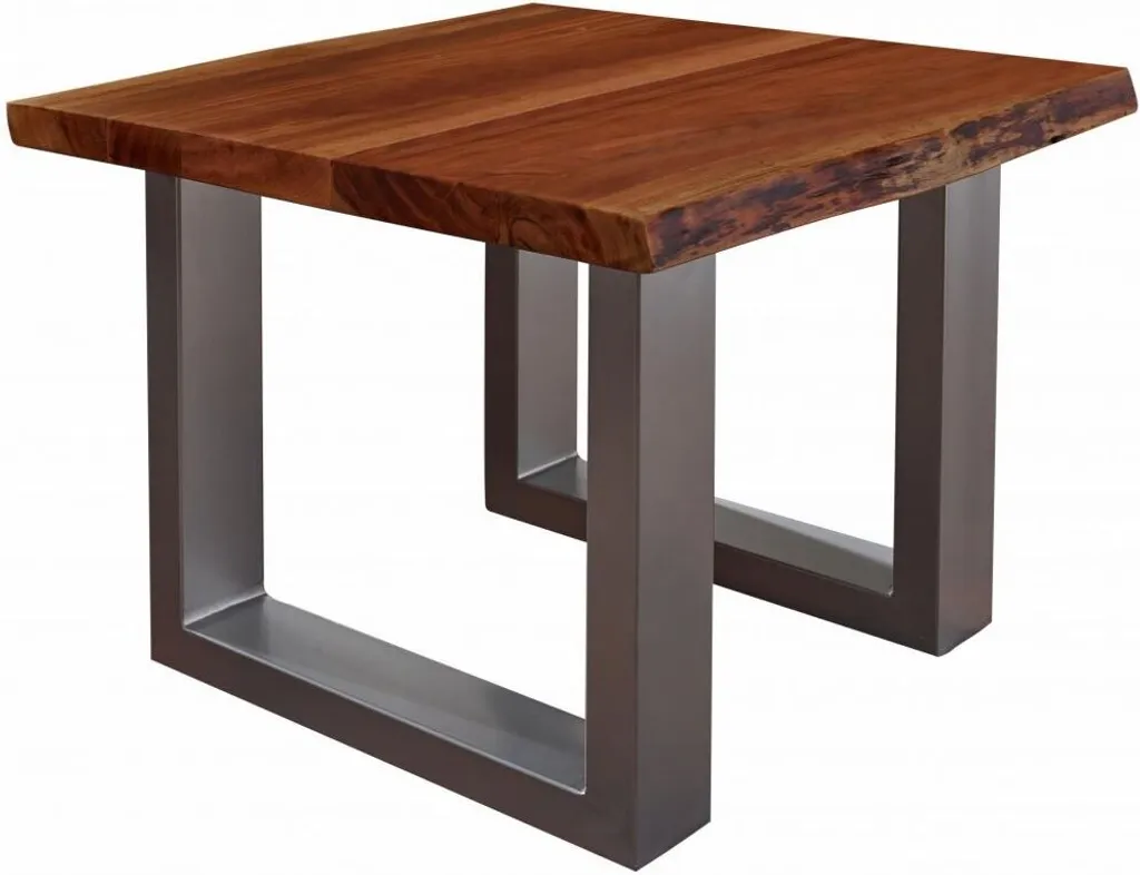 Table basse carrée en bois massif d'acacia 60x60 cm finition Noisette