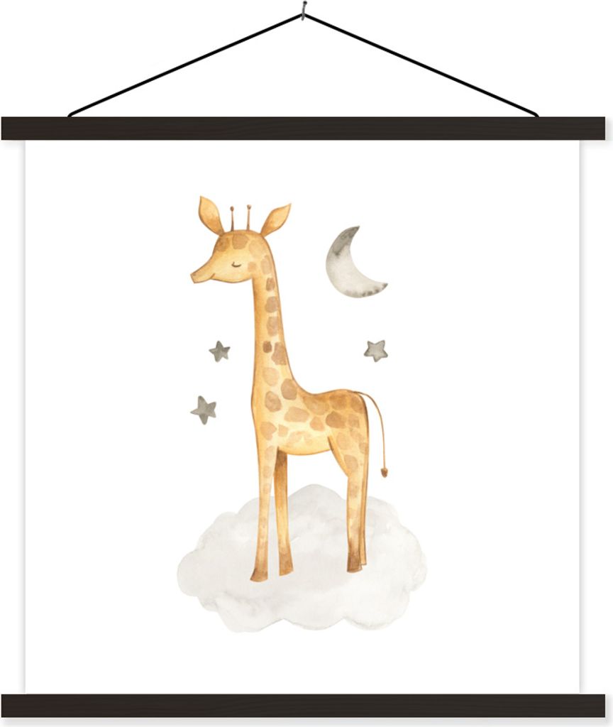 MuchoWow Textilposter Giraffe - Dschungel - Wolke 60x60 cm mit schwarzem Rahmen - Posteraufhänger