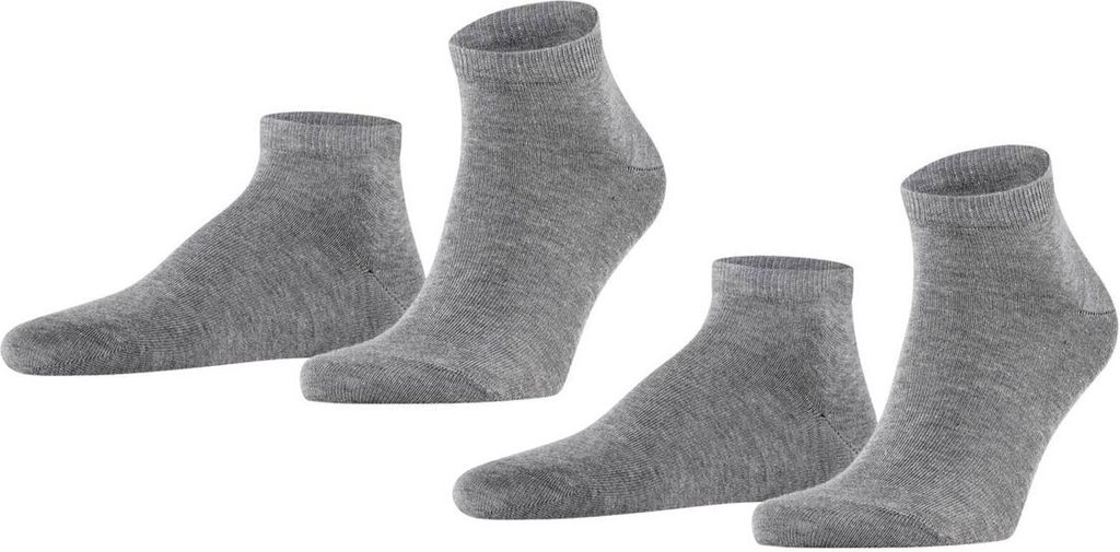 FALKE Happy heren enkelsokken (2-pack), licht grijs (light grey melange)
