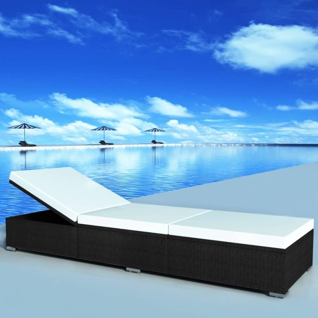 vidaXL Sonnenliege mit Auflage Poly Rattan Schwarz Produktbild 1