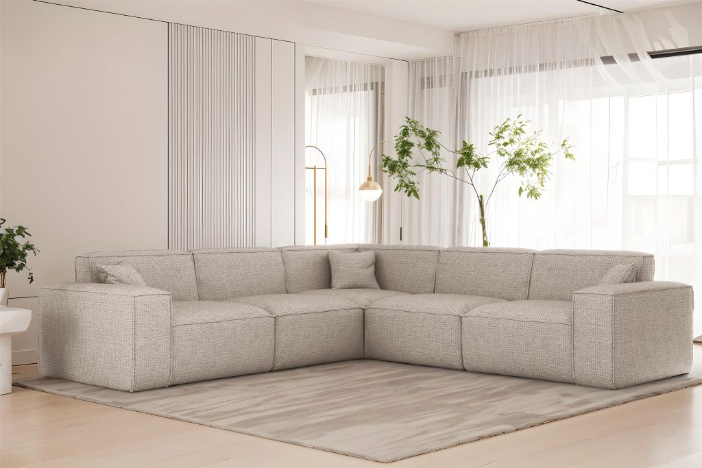 Ecksofa Designersofa CELES PREMIUM in Stoff Artico Creme Produktbild 