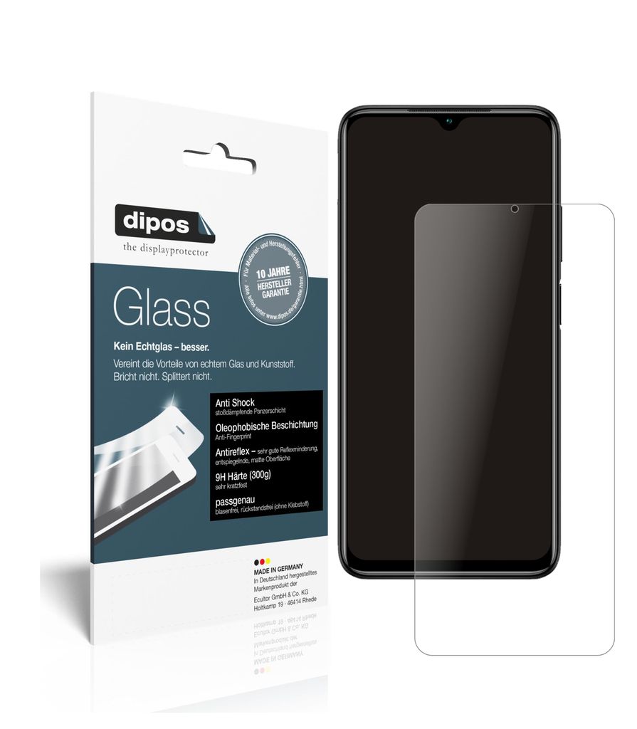 1x Schutzfolie für Xiaomi Redmi 9T matt - Anti-Shock 9H Folie dipos Glass Kunststoffglas