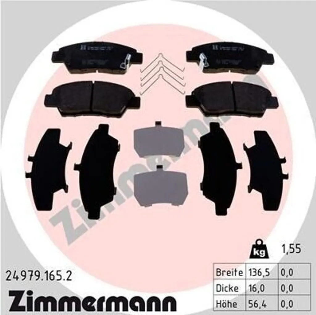 Zimmermann 24979.165.2 Plaquettes de Frein pour Honda Jazz et Insight