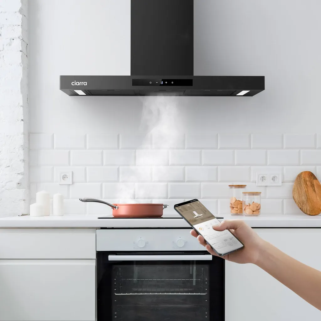 Hotte murale design 90cm A+++ 650 m³/h connectée WIFI Touch Control