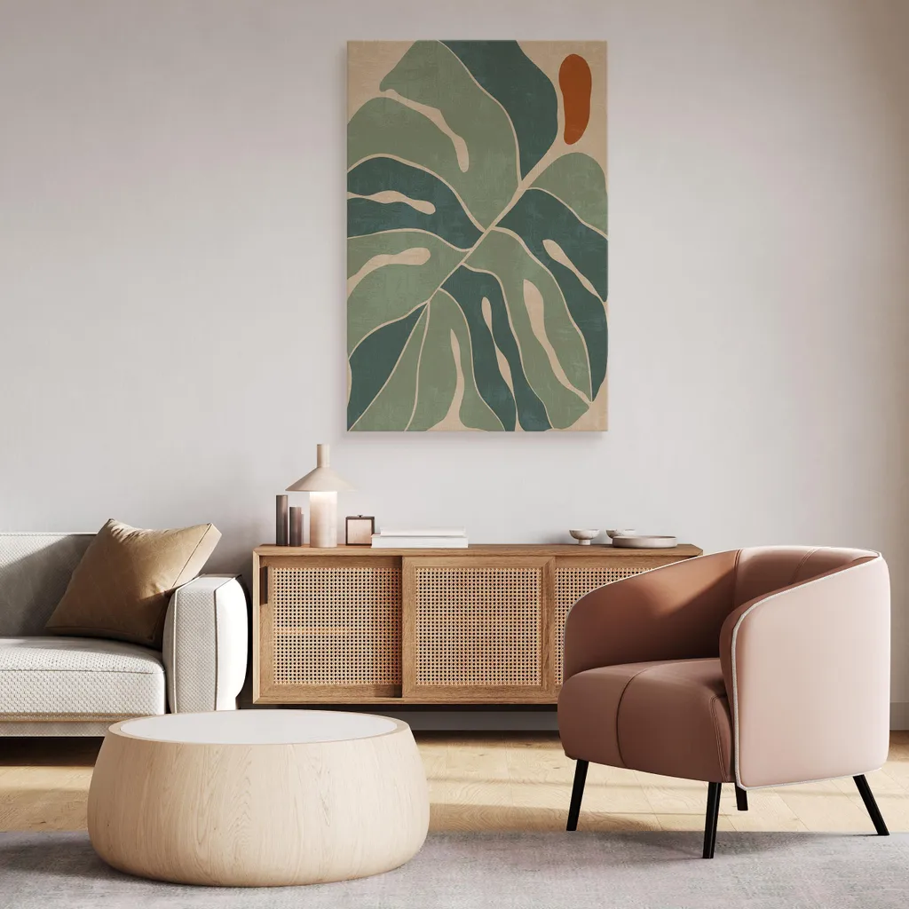Quadro Moderno Sala da Pranzo Foglie Tropicali Boho 70x100 cm - 6